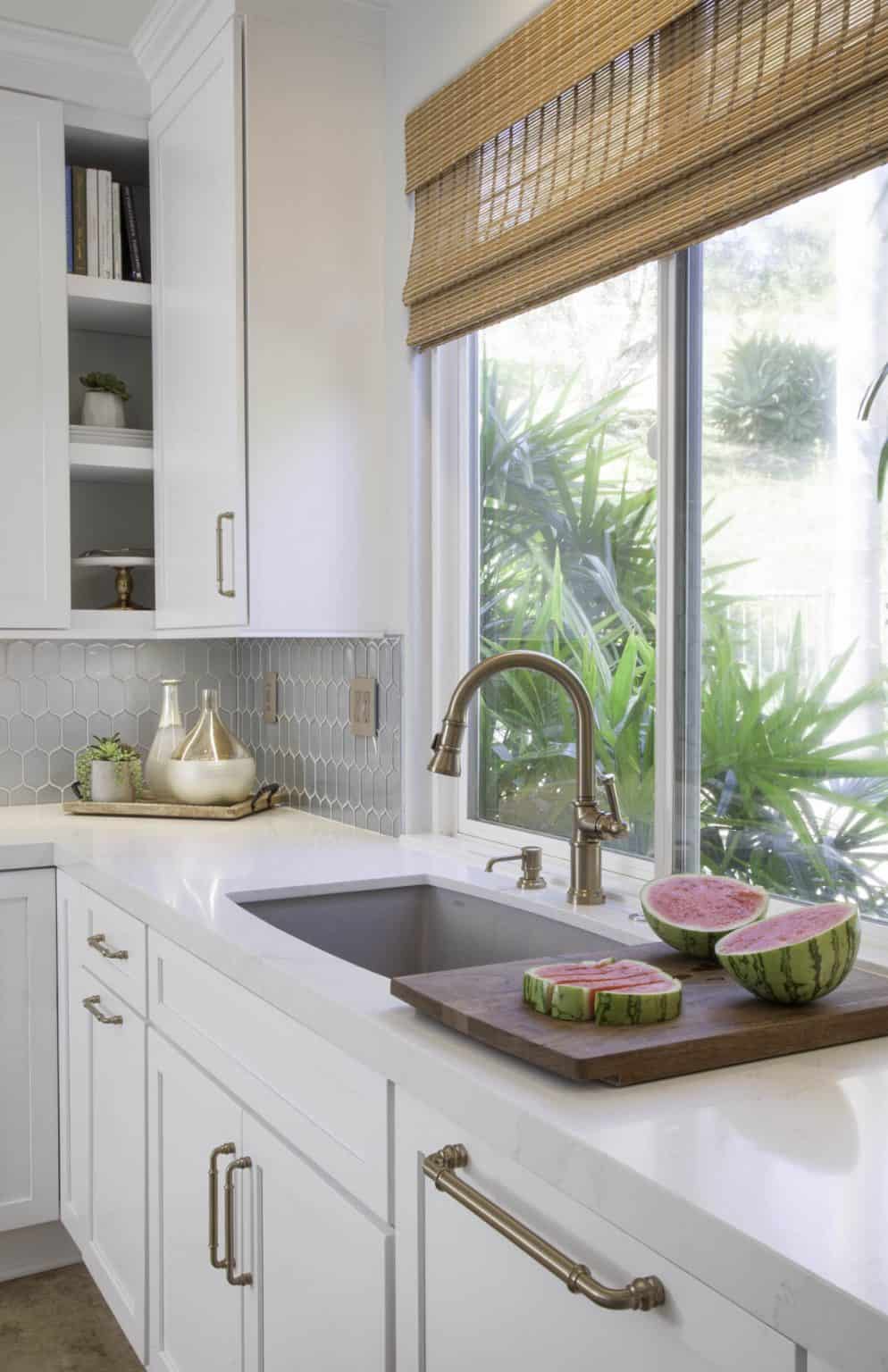 White kitchen with gold hardware remodel in Palmetto Bay