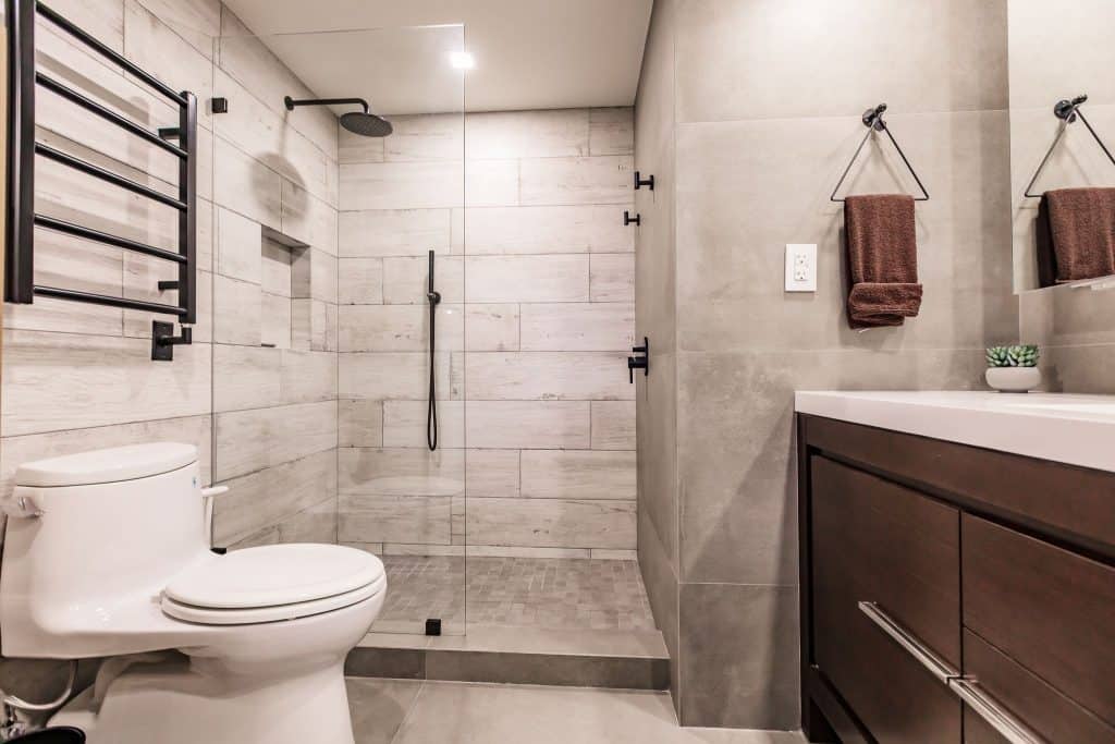 high-end-porcelain-tile-bath Condo Remodeling in South Miami with Master Bathroom